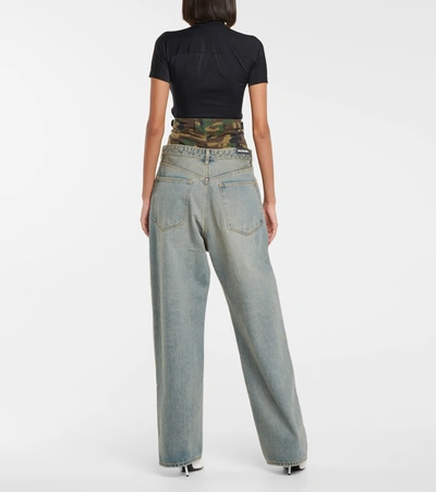 Shop Balenciaga Hybrid High-rise Wide-leg Jeans In Multicoloured