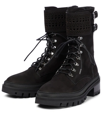 Shop Alaïa Laser-cut Leather Boots In Noir