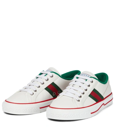 Shop Gucci Tennis 1977 Leather Sneakers In White