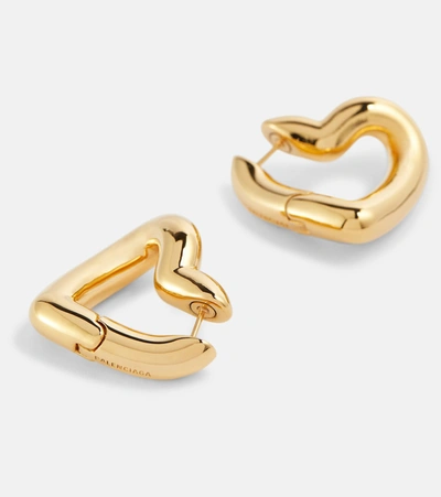 Shop Balenciaga Heart Hoop Earrings In Gold