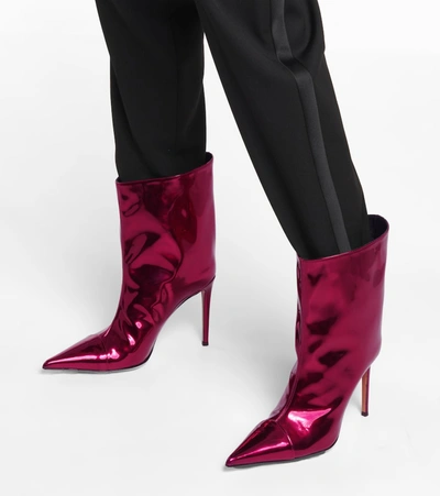 Shop Alexandre Vauthier Raquel 105 Patent Leather Ankle Boots In Pink