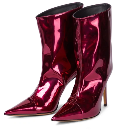 Shop Alexandre Vauthier Raquel 105 Patent Leather Ankle Boots In Pink