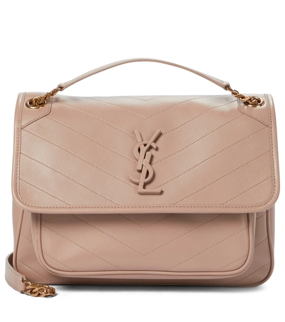 Shop Saint Laurent Niki Medium Leather Shoulder Bag In Beige