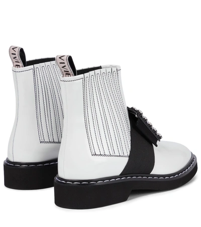 Shop Roger Vivier Viv' Rangers Brushed Leather Chelsea Boots In White