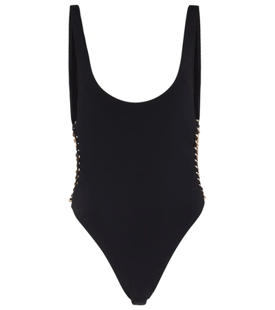 Shop Stella Mccartney Falabella Swimsuit In Black