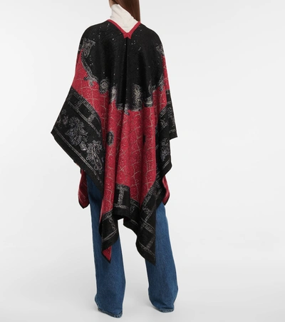 Shop Etro Embellished Paisley Jacquard Cape In Red