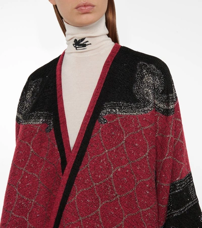 Shop Etro Embellished Paisley Jacquard Cape In Red