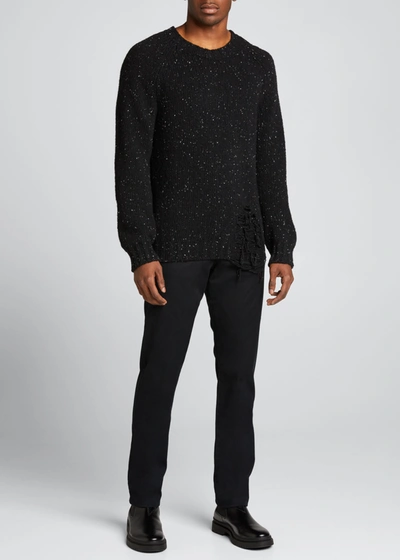 Shop Maison Margiela Men's Destroyed Donegal Sweater In Black