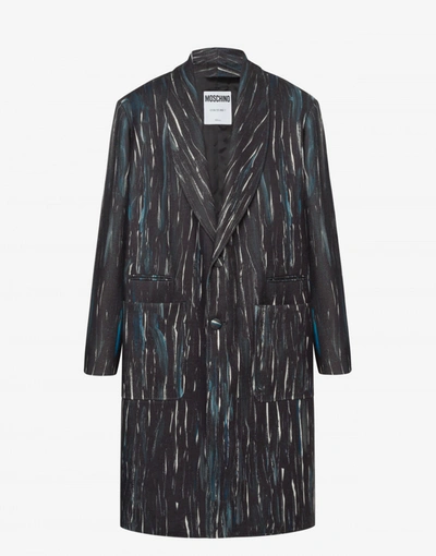 Shop Moschino Painting Cloth Coat In Dark Grey