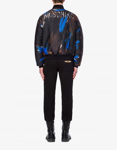 Shop Moschino Nylon Painting Bomber In Black