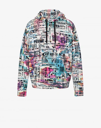 Shop Moschino Allover Glitch Hoodie In Multicoloured