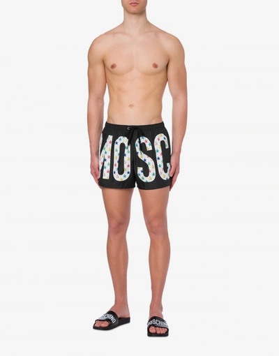Shop Moschino All-over Stars Logo Boxer In Black