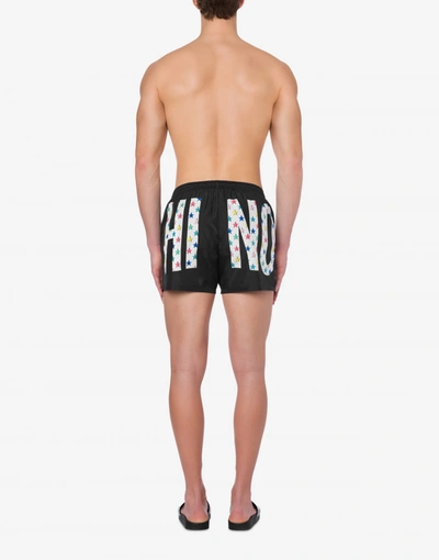 Shop Moschino All-over Stars Logo Boxer In Black