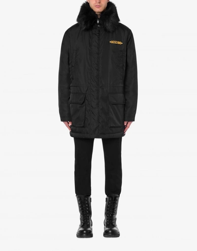 Shop Moschino Technical Nylon Padded Parka In Black
