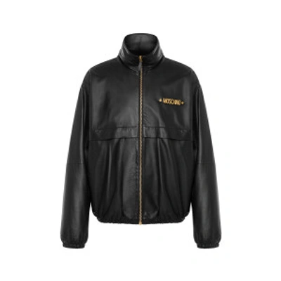 Shop Moschino Lightweight Nappa Leather Jacket In Black
