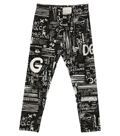 Shop Dolce & Gabbana Printed Stretch-cotton Pants In Black