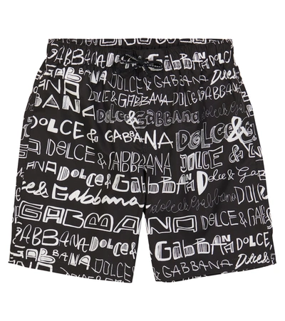 Shop Dolce & Gabbana Printed Swim Trunks In Black