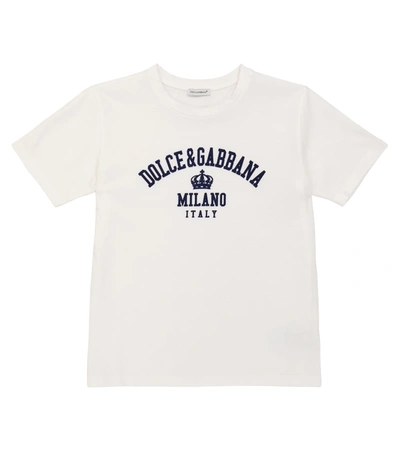 Shop Dolce & Gabbana Logo Cotton Jersey T-shirt In White