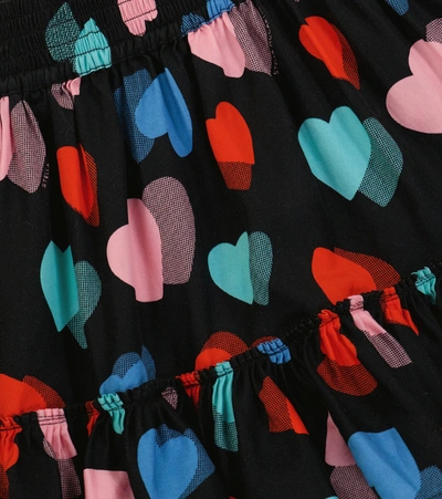 Shop Stella Mccartney Heart Printed Twill Skirt In Black