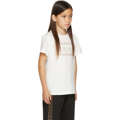 Shop Versace Kids White Rhinestone T-shirt