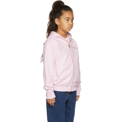 Shop Versace Kids Pink Gv Signature Zip-up Hoodie In Pearl