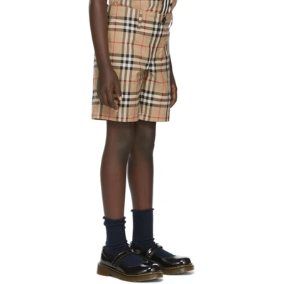 Shop Burberry Kids Beige Vintage Check Tailored Shorts In Archive Beige