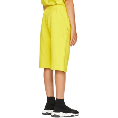 Shop Balenciaga Kids Yellow Embroidery Sweat Shorts