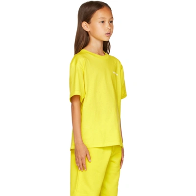 Shop Balenciaga Kids Yellow Embroidered Logo T-shirt