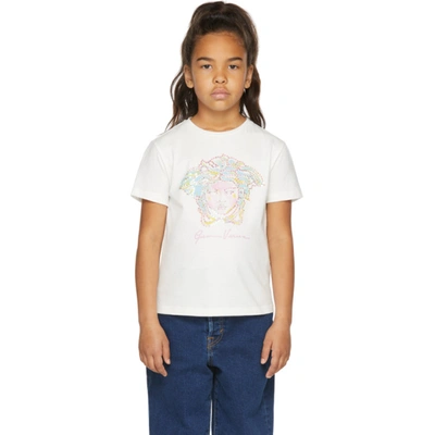 Shop Versace Kids White & Multicolor Medusa 'gianni' T-shirt In Black/white