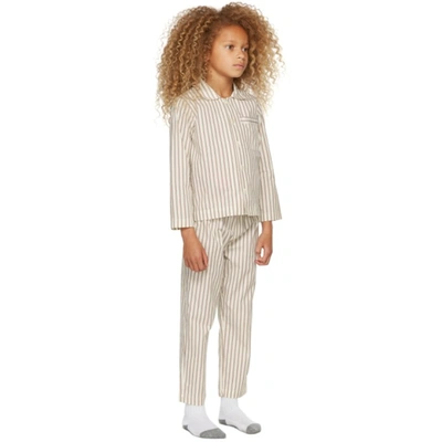 Shop Tekla Ssense Exclusive Kids White & Brown Striped Sleepwear Set In Hopper Stripes