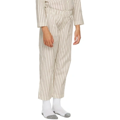Shop Tekla Ssense Exclusive Kids White & Brown Striped Sleepwear Set In Hopper Stripes