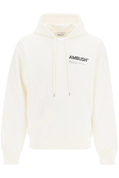 Shop Ambush Logo Sweatshirt With Hoodie In Tofu Black (white)