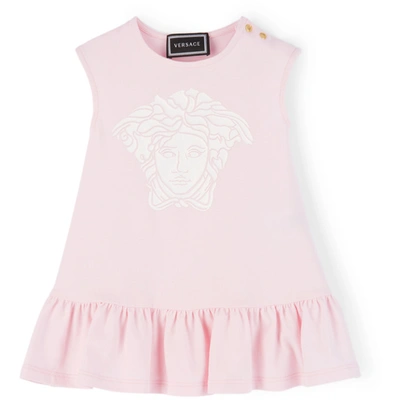 Shop Versace Baby Pink Medusa Dress In Pearl