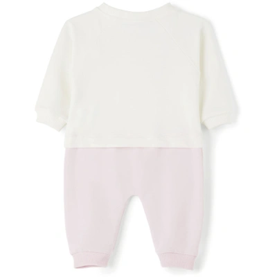 Shop Versace Baby White & Pink Colorblocked Bodysuit Set In White/pink