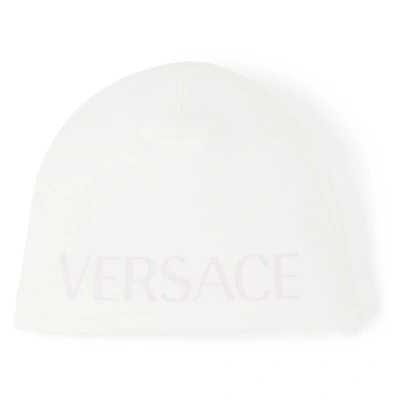 Shop Versace Baby White & Pink Colorblocked Bodysuit Set In White/pink