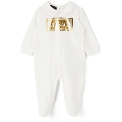 Shop Versace Baby White Logo Bodysuit