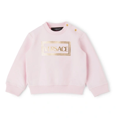 Shop Versace Baby Pink Logo Tracksuit Set In Pearl