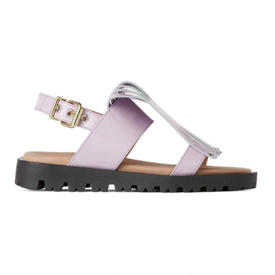 Shop Marni Kids Purple Fringe Sandals In Lavender