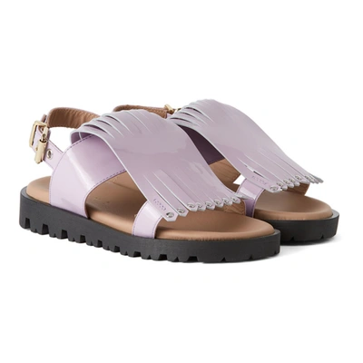 Shop Marni Kids Purple Fringe Sandals In Lavender