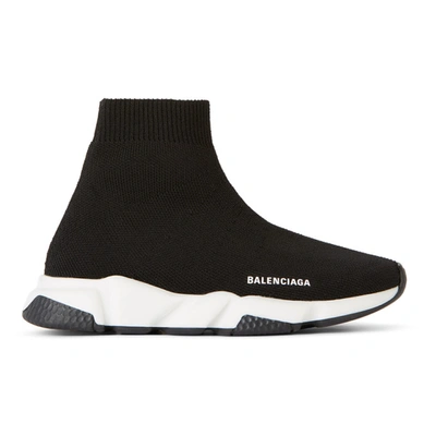 Shop Balenciaga Kids Black & White Speed Sneakers In Black/white