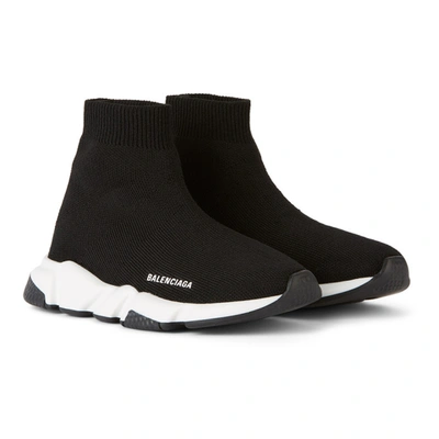 Shop Balenciaga Kids Black & White Speed Sneakers In Black/white