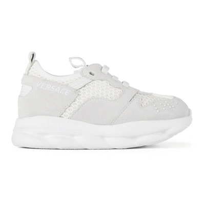 Shop Versace Kids White & Grey Chain Reaction 2 Sneakers