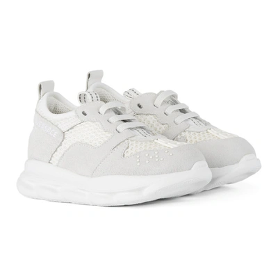 Shop Versace Kids White & Grey Chain Reaction 2 Sneakers