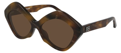 Shop Balenciaga Bb0125s 002 Geometric Sunglasses In Brown