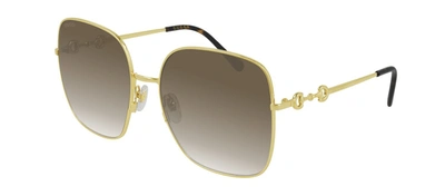 Shop Gucci Gg0879s 002 Square Sunglasses In Brown