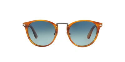 Shop Persol Po3108s 960/s3 Round Polarized Sunglasses In Blue