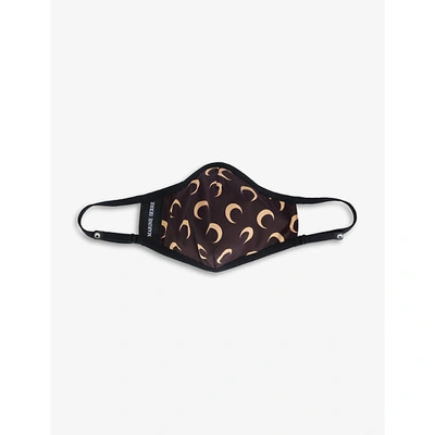 Shop Marine Serre Moon-print Recycled-polyamide Face Covering In All Over Moon Brown