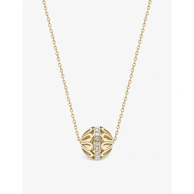 Shop La Maison Couture Flora Bhattachary Mor 14ct Yellow-gold And 0.15ct Diamond Pendant Necklace