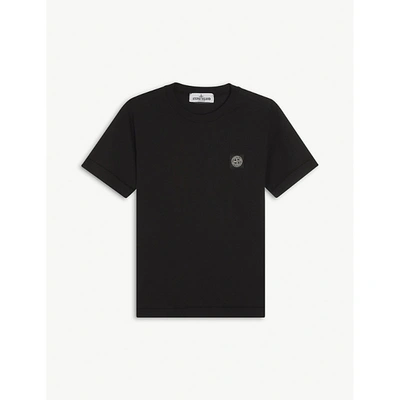 Shop Stone Island Brand-patch Cotton-jersey T-shirt In Black