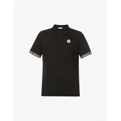 Shop Moncler Logo-embroidered Cotton- Piqué Polo Shirt
